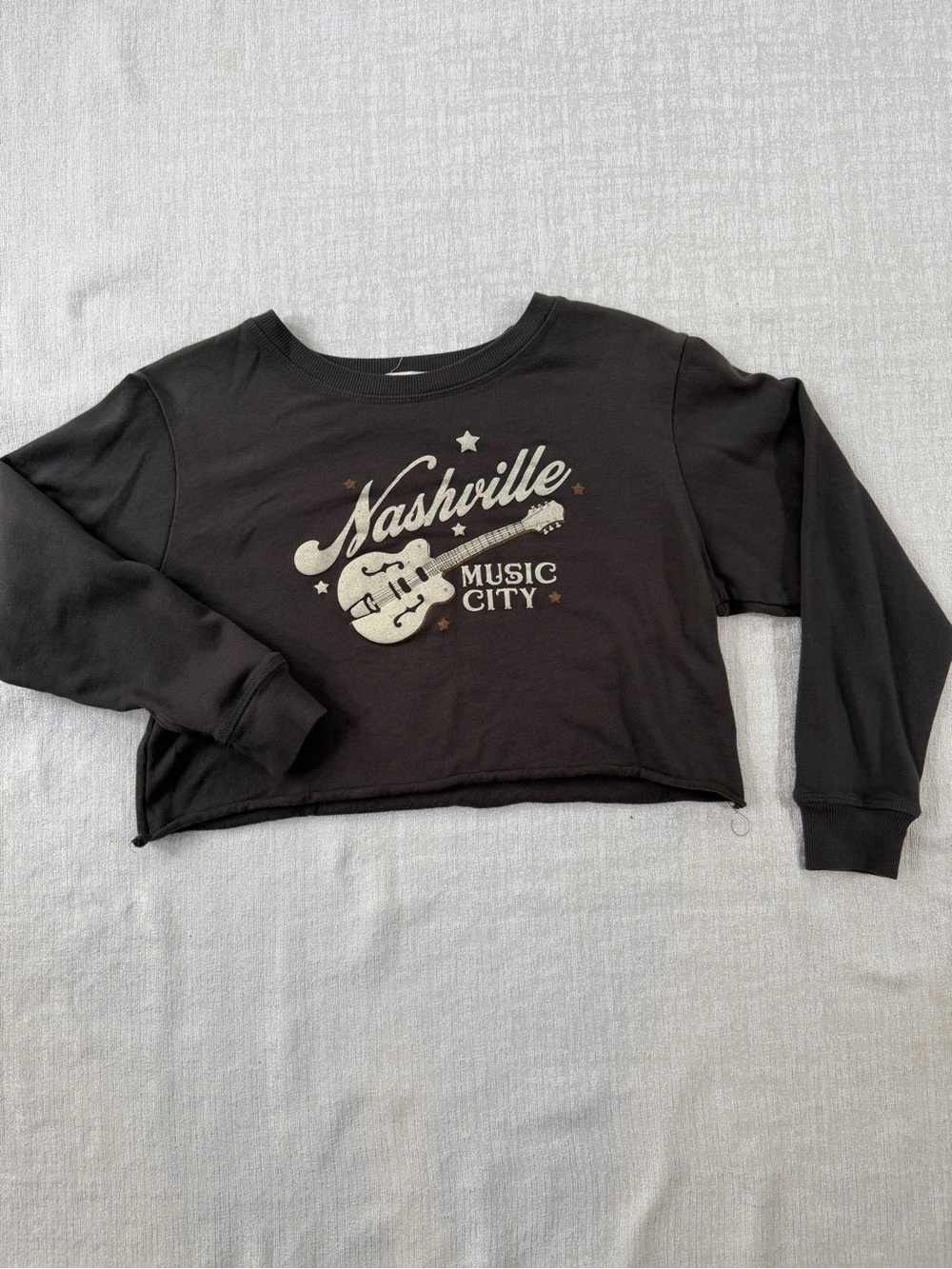 Altar'd State Black Cropped Nashville Music City Graphic Sweatshirt